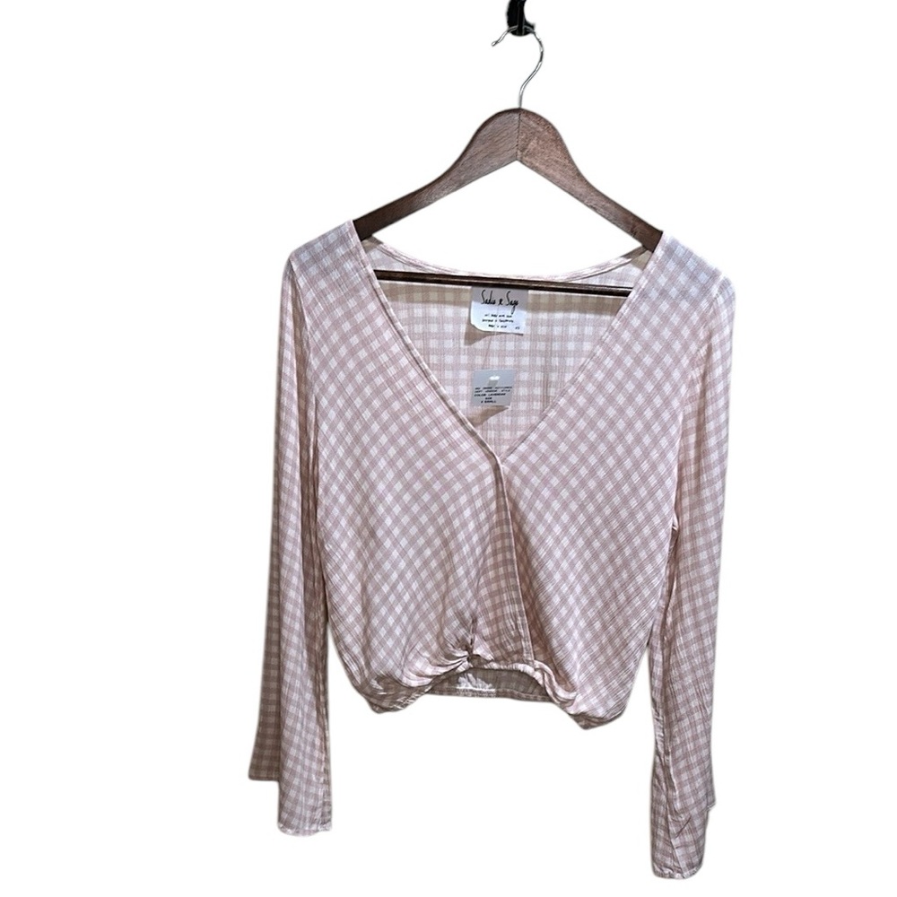 NWT Sadie & Sage XS cropped gingham top
